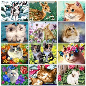 Cheap RUOPOTY Diy Paint By Number For Adults Canvas Cat Animals Kits  Acrylic Easy Painting By Numbers For Wall Home Decor With Frame