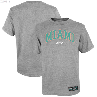 Summer Mens (สต็อกเพียงพอ) 2023 New Formula One Miami Swingman Pattern Knitwear Womens O-Neck Top Childrens T-shirt คุณภาพสูง size:S-5XL