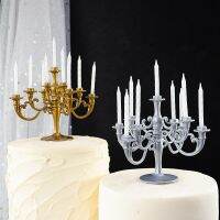 Cakelove 1Pcs Ins Cake Topper Plastic Gold &amp; Silver Flower Candlestick Birthday Wedding Cake Party Cake Decoration Tools