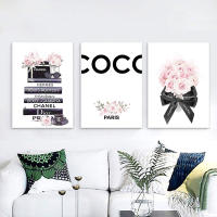 Coco Flower Perfume Fashion Book Canvas Painting Makeup Poster and Print Wall Art Picture Moder Living Room Home Decor No Frame