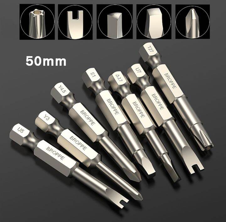 cw-1-4-quot-shank-magnetic-bits-torx-square-triangle-u-y-shaped-screwdriver-s2-alloy-steel-hardness-magnetism-hot