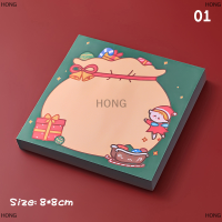 HONG Kawaii Santa claus แผ่นบันทึกย่อช่วยเตือนในการทำรายการสติกเกอร์วางแผนโรงเรียนสำนักงานเครื่องเขียน50แผ่น