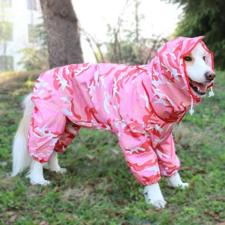 Pet Dog Raincoats Four Legged with Reflective Stripes Dogs Rain Coat
