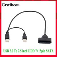 Grwibeou Usb To Sata USB 2.0 To 2.5inch HDD 7 15pin SATA Hard Drive Cable Adapter for SATA SSD amp; HDD adapter usb2.0 power supply