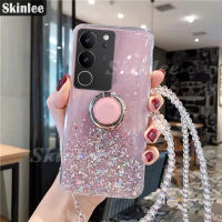 เคส V29E สำหรับ Vivo V29 Pro V29E เคสแหวนวาวพื้นหลังแบบใสมีสายคล้องด้านหลังเป็นรูปดาวระยิบระยับสำหรับ Vivo V29E V29 Proเคสใส่โทรศัพท์ขาตั้งด้านหลังเป็นรูปดาวเด็กสาว