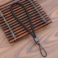 High-grade hand-woven real ebony wood car key chain with silver silk anti-lost key chain multifunctional pendant rope