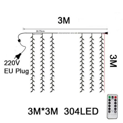 【✆New✆】 wangshenghui ไฟสาย Led 4M X 0.6M/3M X 3M พวงไฟเทพนิยายบ้านกลางแจ้งสำหรับงานแต่งงาน/ปาร์ตี้/ม่าน/ตกแต่งสวน