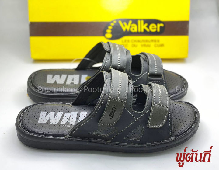 รองเท้า-walker-รุ่น-wb662-รองเท้าแตะวอคเกอร์-รองเท้าหนังแท้-สีดำ-น้ำตาล-ของแท้