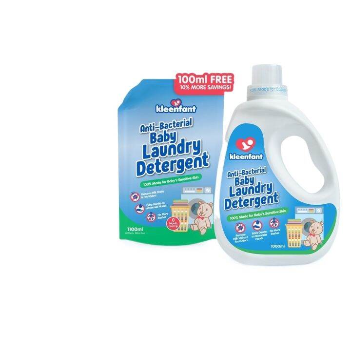 Kleenfant Antibacterial Baby Laundry Wash Bottle Refill Pack Set Liquid
