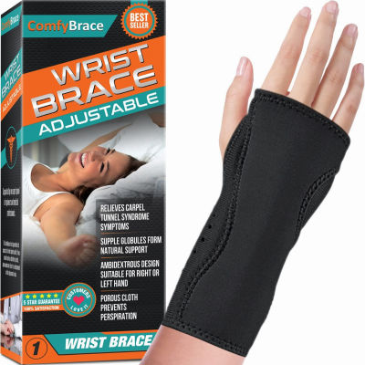 Night Wrist Sleep Support Brace - Fits Both Hands - Cushioned to Help With Carpal Tunnel and Relieve and Treat Wrist Pain ,Adjustable, Fitted-ComfyBrace