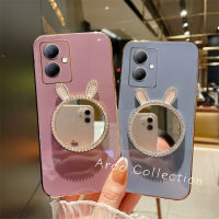 Phone Case เคส VIVO Y27 Y78 VIVOY27 5G 4G 2023 สีลูกอมปกป้องเลนส์ด้วยกระจกแต่งหน้าหูกระต่าย