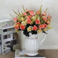 【DT】 hot  Artificial Rose Flowers Home Decoration Simulation Flowers Plastic Fake Flowers Bouquet Wedding Table Centerpiece Decor 35cm 1Pc