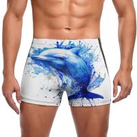 Dolphin Swimming Trunks Ink Drawing  Hyper Artistic Beach Push Up Swim Shorts Print Durable Male Briefs Swimwear