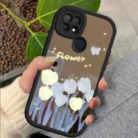 เคสสำหรับเคส OPPO A15ภาพวาดสีน้ำมัน A15S เคสลายดอกไม้พื้นผิวกระจกบางนุ่มบางเคสโทรศัพท์