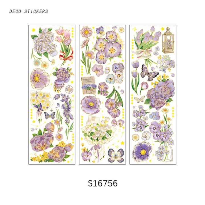 mr-paper-4-style-3-pcs-bag-vintage-flowers-stickers-literary-aesthetic-botanical-hand-account-decoration-stationery-stickers
