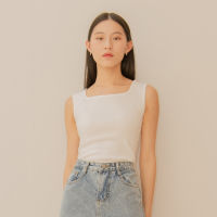 MYLAR - BASIC TANK TOP สี white เสื้อกล้าม ผ้ายืด แขนกุดคอเหลี่ยม