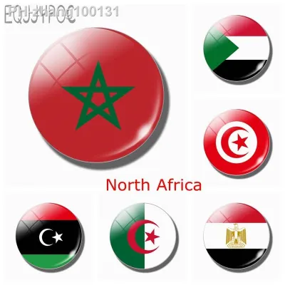 Morocco Flag 30MM Fridge Magnet North Africa Egypt Sudan Libya Tunisia Algeria Glass Magnetic Stickers Holder Refrigerator Decor