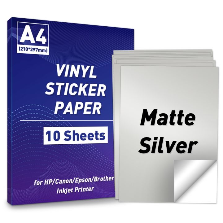 [A paper] 10S Matte Silver Printable Vinyl Sticker Paper A4 Silver ...