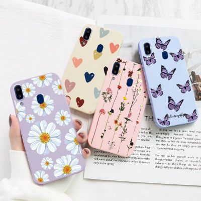 For Samsung Galaxy A20e Case Soft TPU Silicone Cover Love Heart Cute Flowers Phone Coque For Samsung A 20e a20e 5.8" Back Covers Phone Cases