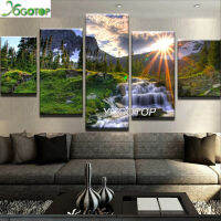 2021DIY Diamond Painting Sunrise Forest Waterfall Landscape Full mosaic Diamant Embroidery Handcraft Kit Art natural 5 Piece ML1059