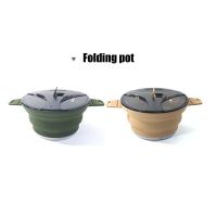 Silicone Folding Camping Kettle Pan Pot Portable Collapsible Heat Resistant Cookware Pot for Outdoor Hiking