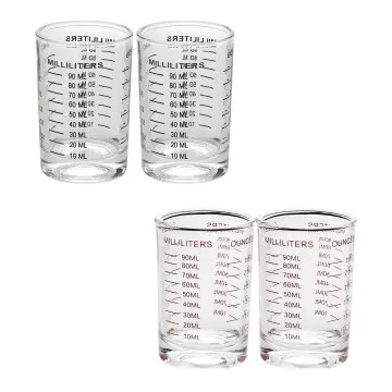 Kolder Mini Measure Heavy Glass, 20-Incremental Measurements Multi-Purpose  Liquid and Dry Measuring Shot Glass, Red