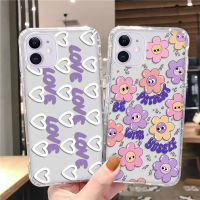 AKABEILA Clear Flowers Phone Cases for IPhone 13 Pro Max 13 Mini Anti Knock Back Case for IPhone 11 12 XR X XS Max Se 7 8 Plus Covers Shockproof Clear
