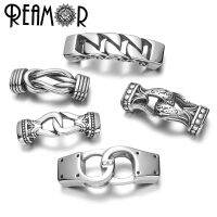 REAMOR 2pcs Stainless Steel Infinity Knot Viking Connectors For 12x6mm Leather Men Bracelet Jewelry Making DIY Bangle Metal Bead