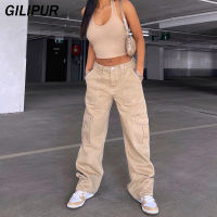 Y2k Cargo Pants Womens Jeans 2022 New Fashion Baggy Jeans Denim Overalls 90s Low Rise Pocket Straight Leg Trousers Streetwear