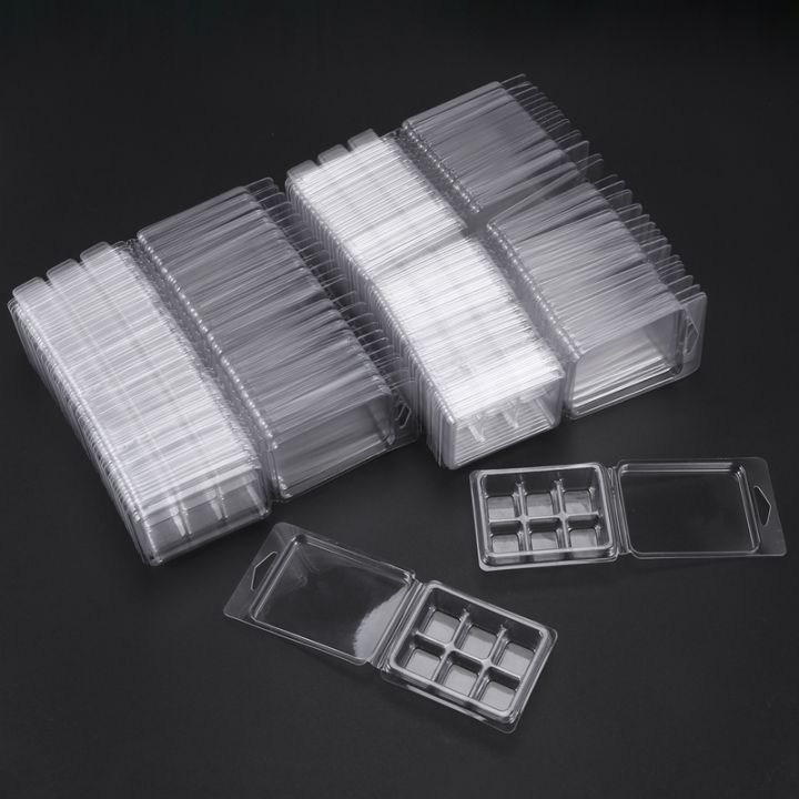 100-packs-wax-melt-clamshells-molds-square-6-cavity-clear-plastic-cube-tray-for-candle-making-amp-soap