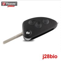 YIQIXIN เคส Kunci Remote Mobil สำหรับอัลฟ่า3ปุ่มรุ่น Romeo 147 156 166 GT พับได้ไม่ตัด SIP22ใบมีด J28bio อะไหล่รถยนต์