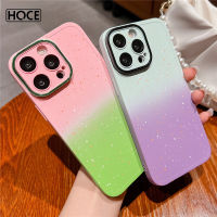 เคสโทรศัพท์ลายดาวชุบไล่เฉดสีหลากสีของ HOCE สำหรับ iPhone 11 12 13 14 15 Pro Max 14 15 Plus ป้องกันเลนส์กล้องเคสซิลิโคนแบบนิ่มสี่เหลี่ยมเต็มรูปแบบ