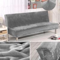 ﹍■ Velvet Plush Armless Sofa Bed Cover Folding Seat Slipcover Modern Stretch Sofa Bed Covers Elastic Couch Protector Home Hotel