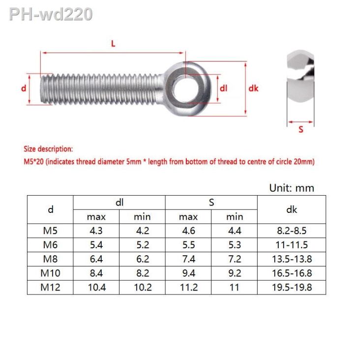 2pcs-gb798-304-stainless-steel-ring-link-bolt-fisheye-eye-slip-hole-screw-m5-m6-m8-m10-m12