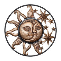 {Ready Stock}Wrought Iron Metal Wall Art Decoration Creative Sun Moon Sculptures Decor Statue
