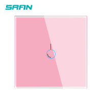 SRAN Luxury Wall Touch Sensor Switch,Eu Standard Led Light Switch 220v, Pink Crystal Glass panel,123 Gang 1 Way Switch