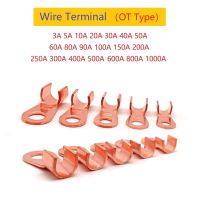 OT ประเภท 3A 5A 10A 20A 30A 40A 50A ~1000A Wire Terminal สีแดงทองแดง Bare จมูก Lugs Crimp เปิดปากสายขั้วต่อ Splice