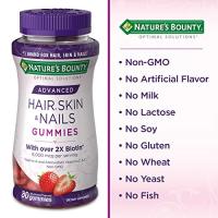 ✅✅✅รุ่น Advance ไบโอติน 2 เท่า สำหรับผมเสียมาก  Natures Bounty Advanced Hair, Skin, Nails Gummies 80 เม็ด