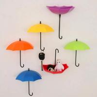 3Pcs/set Mini Umbrella Shape Sticky Hooks Home Decorative Hanging Hooks For Keys Bag Creative Multifunction Wall Decor Supplies Picture Hangers Hooks