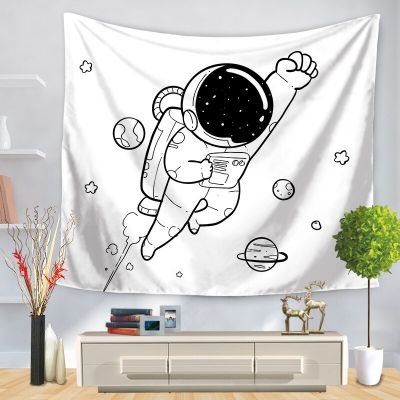 Psychedelic Tapestry Constellation Astronaut Moon Space Witch Pattern Tapestry Wall Hanging Polyester Fabric Wall Decor Home