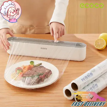 Plastic Cling Wrap Dispenser Refillable Kitchen Wrap Cutting Box