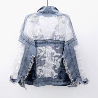 ZZOOI Chaquetas Mujer Summer Spring Streetwear Embroidery Lace Patchwork Sexy Denim Jacket Women Frayed Tassel Loose Jeans Coat