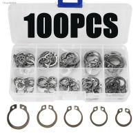 △ 100PCS Circlip Set External/Internal Retaining E-type Cir clip Lock Snap Ring Set holes Shaft Collar Washer Stainless Steel