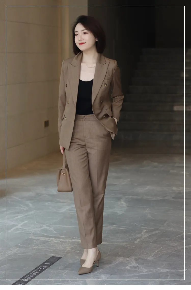 Korean Style Fashionable Temperament Business Women's Clothing Small Suit  Cropped Pants Formal Wear Khaki Slim-Fit Figure Flattering Suit Two-Piece  Suit | Lazada PH