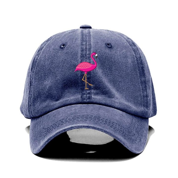 หมวกเบสบอลปักลายนกฟลามิงโกผ้าฝ้ายฟอกสีวินเทจสำหรับผู้ชายผู้หญิงหมวกกอล์ฟหมวกคุณพ่อ2023หมวกแก๊ป-swr-051จัดส่งจากผู้ผลิต