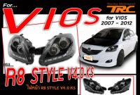 VIOS 2007 2008 2009 2010 2011 2012 ไฟหน้า Projector STYLE R-8 วงแหวน โคมดำ BY Eagle Eye V4