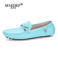 MAEDEF Loafers Men Handmade Leather Shoes Black Casual Driving Flats Blue Slip-on Moccasins Men Shoes Plus Size 46 47 48