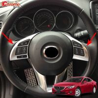 【▼Hot Sales▼】 XWKMK SHOP ที่ครอบปุ่มพวงมาลัยโครเมียมสำหรับ Mazda 6 Atenza Gj สติกเกอร์ตกแต่งแต่งรถ