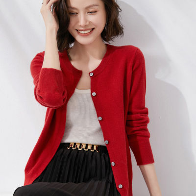 2023 Spring New Womens Knitted Cardigan Women Button Design Solid Color Round Neck Cardigan Solid Color Sweater Women 2023