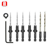 BINOAX Wood Countersink Drill Bit Set SAE Tapered Drill with 14" Hex Shank for Woodworking 764 964 1164 316 732